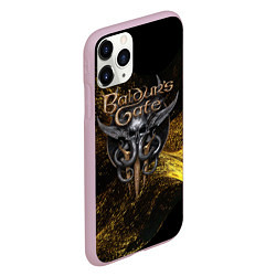 Чехол iPhone 11 Pro матовый Baldurs Gate 3 logo gold black, цвет: 3D-розовый — фото 2