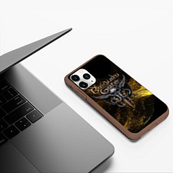 Чехол iPhone 11 Pro матовый Baldurs Gate 3 logo gold black, цвет: 3D-коричневый — фото 2