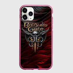 Чехол iPhone 11 Pro матовый Baldurs Gate 3 logo dark red black, цвет: 3D-малиновый