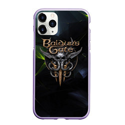 Чехол iPhone 11 Pro матовый Baldurs Gate 3 logo dark green, цвет: 3D-светло-сиреневый