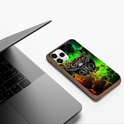 Чехол iPhone 11 Pro матовый Baldurs Gate 3 logo dark red green fire, цвет: 3D-коричневый — фото 2