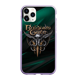 Чехол iPhone 11 Pro матовый Baldurs Gate 3 logo green geometry