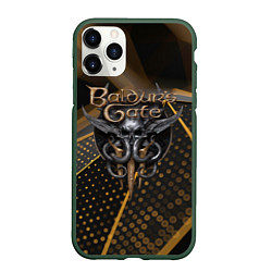 Чехол iPhone 11 Pro матовый Baldurs Gate 3 logo dark gold geometry, цвет: 3D-темно-зеленый