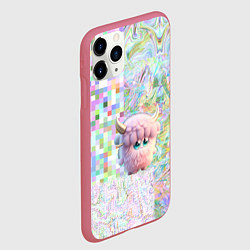 Чехол iPhone 11 Pro матовый Розовый пушистый монстрик, цвет: 3D-малиновый — фото 2