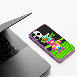 Чехол iPhone 11 Pro матовый Doug Brawl stars green black, цвет: 3D-фиолетовый — фото 2