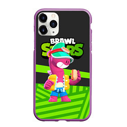 Чехол iPhone 11 Pro матовый Doug Brawl stars green black, цвет: 3D-фиолетовый