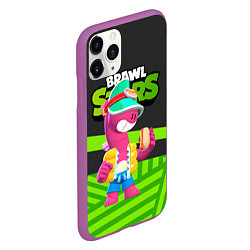 Чехол iPhone 11 Pro матовый Doug Brawl stars green black, цвет: 3D-фиолетовый — фото 2