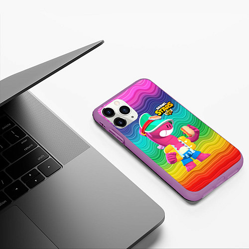 Чехол iPhone 11 Pro матовый Doug Brawl stars / 3D-Фиолетовый – фото 3