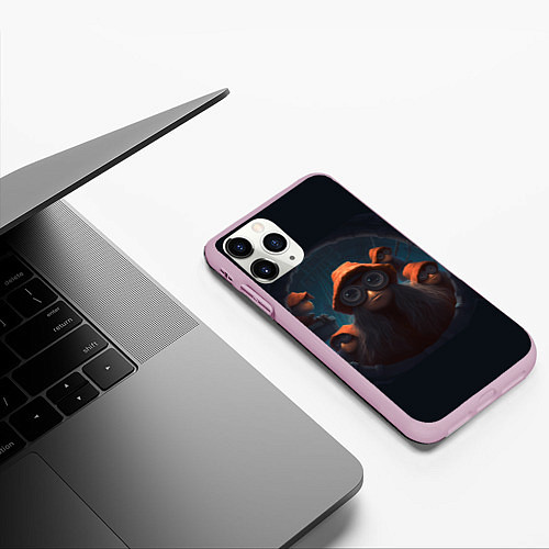 Чехол iPhone 11 Pro матовый Смотрящие через люк / 3D-Розовый – фото 3
