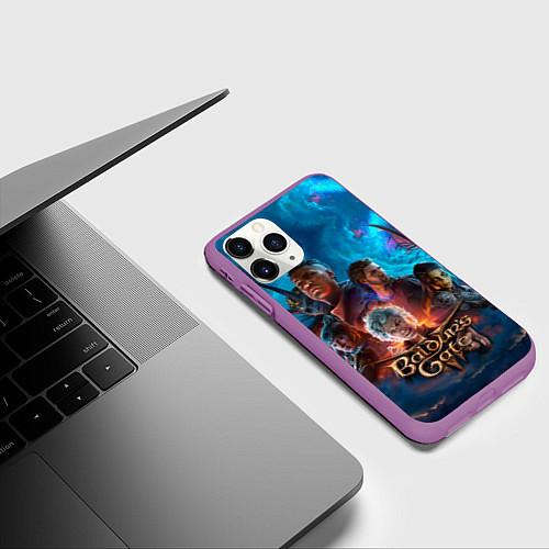 Чехол iPhone 11 Pro матовый Baldurs Gate 3 персонажи / 3D-Фиолетовый – фото 3