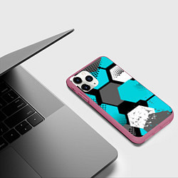 Чехол iPhone 11 Pro матовый Шестиугольники абстрактный фон, цвет: 3D-малиновый — фото 2