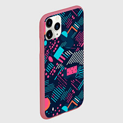 Чехол iPhone 11 Pro матовый Абстракция синяя паттерн, цвет: 3D-малиновый — фото 2