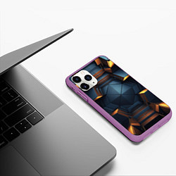 Чехол iPhone 11 Pro матовый Объемные полигоны, цвет: 3D-фиолетовый — фото 2