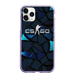 Чехол iPhone 11 Pro матовый CS GO blue black elements, цвет: 3D-светло-сиреневый