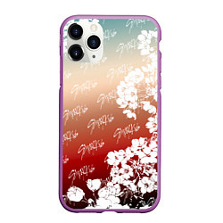 Чехол iPhone 11 Pro матовый Stray Kids flowers, цвет: 3D-фиолетовый