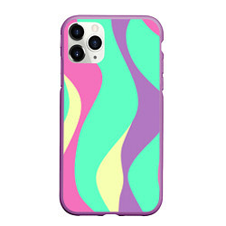 Чехол iPhone 11 Pro матовый Полосатая цветная абстракция, цвет: 3D-фиолетовый