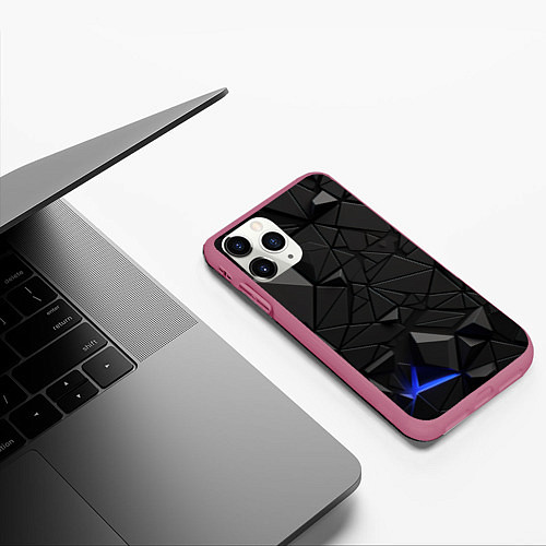 Чехол iPhone 11 Pro матовый Черная объемная текстура / 3D-Малиновый – фото 3