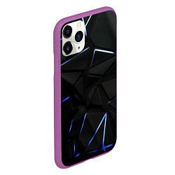 Чехол iPhone 11 Pro матовый Black texture neon line, цвет: 3D-фиолетовый — фото 2