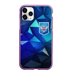 Чехол iPhone 11 Pro матовый Russia blue abstract, цвет: 3D-фиолетовый