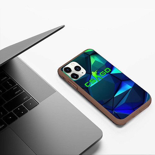 Чехол iPhone 11 Pro матовый CSGO blue green gradient / 3D-Коричневый – фото 3