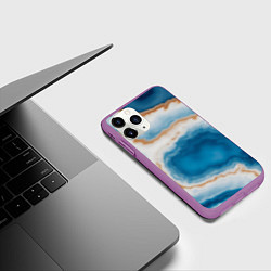 Чехол iPhone 11 Pro матовый Волна голубого агата, цвет: 3D-фиолетовый — фото 2