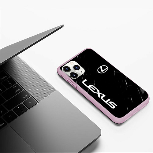 Чехол iPhone 11 Pro матовый Lexus - minimalism / 3D-Розовый – фото 3