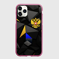 Чехол iPhone 11 Pro матовый Герб РФ абстракция, цвет: 3D-малиновый