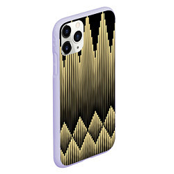 Чехол iPhone 11 Pro матовый Золотые ромбы на черном, цвет: 3D-светло-сиреневый — фото 2