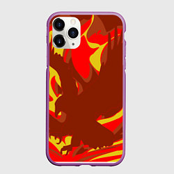 Чехол iPhone 11 Pro матовый Огненный сокол, цвет: 3D-фиолетовый