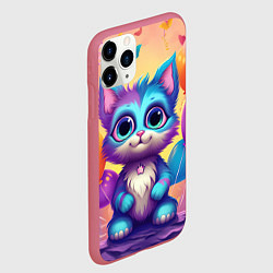 Чехол iPhone 11 Pro матовый Котик с воздушными шариками, цвет: 3D-малиновый — фото 2
