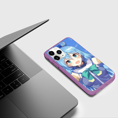 Чехол iPhone 11 Pro матовый Коносуба Аква / 3D-Фиолетовый – фото 3