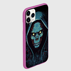 Чехол iPhone 11 Pro матовый Хакер череп, цвет: 3D-фиолетовый — фото 2