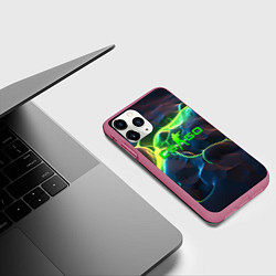 Чехол iPhone 11 Pro матовый CSGO green neon, цвет: 3D-малиновый — фото 2