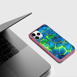 Чехол iPhone 11 Pro матовый CSGO green blue neon, цвет: 3D-малиновый — фото 2