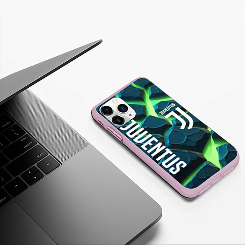 Чехол iPhone 11 Pro матовый Juventus green neon / 3D-Розовый – фото 3