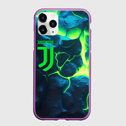 Чехол iPhone 11 Pro матовый Juventus green neon, цвет: 3D-фиолетовый