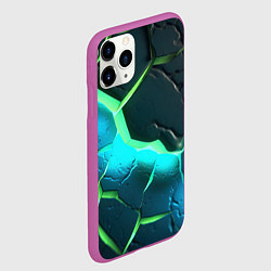 Чехол iPhone 11 Pro матовый Зеленое неоновое свечение из зеленых плит, цвет: 3D-фиолетовый — фото 2