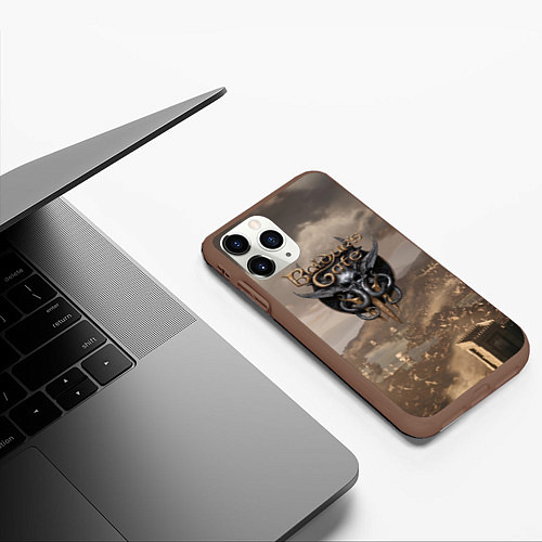 Чехол iPhone 11 Pro матовый Baldurs Gate 3 Logo / 3D-Коричневый – фото 3