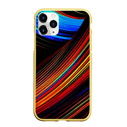 Чехол iPhone 11 Pro матовый Смесь ярких линий абстракция, цвет: 3D-желтый