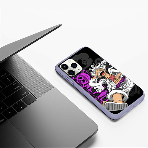 Чехол iPhone 11 Pro матовый One piece - Gear 5- purple / 3D-Светло-сиреневый – фото 3