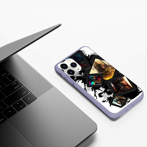 Чехол iPhone 11 Pro матовый Вождь Апачи / 3D-Светло-сиреневый – фото 3