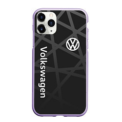 Чехол iPhone 11 Pro матовый Volkswagen - classic black, цвет: 3D-светло-сиреневый