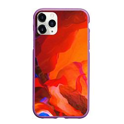 Чехол iPhone 11 Pro матовый Красно-оранжевый паттерн, цвет: 3D-фиолетовый