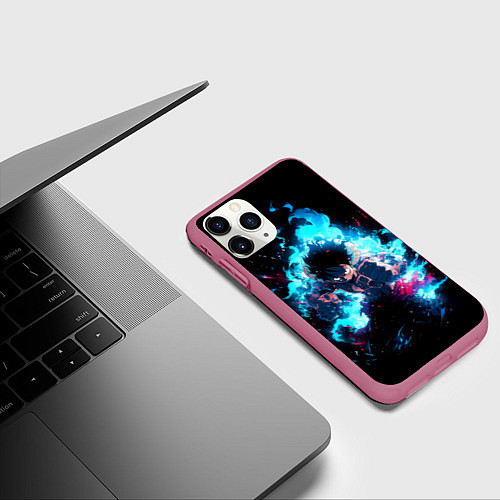 Чехол iPhone 11 Pro матовый Луффи в ярости / 3D-Малиновый – фото 3