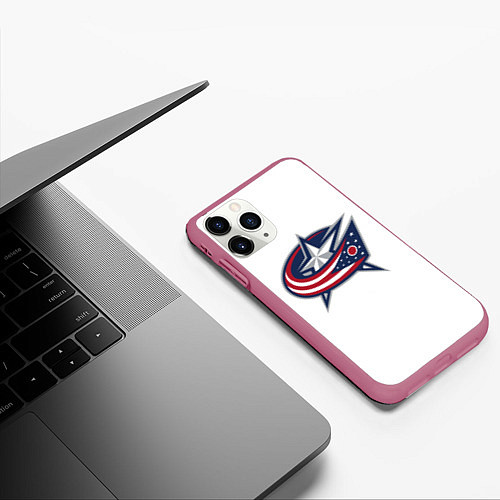 Чехол iPhone 11 Pro матовый Columbus blue jackets - Sergey Bobrovsky / 3D-Малиновый – фото 3