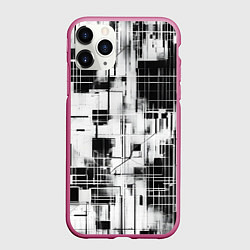 Чехол iPhone 11 Pro матовый Кибер Сетка гранж, цвет: 3D-малиновый