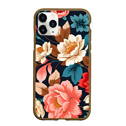 Чехол iPhone 11 Pro матовый Летние цветы - паттерн, цвет: 3D-коричневый