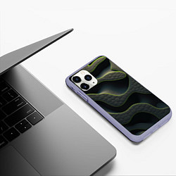 Чехол iPhone 11 Pro матовый Объемная темная текстура, цвет: 3D-светло-сиреневый — фото 2