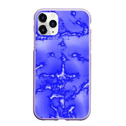 Чехол iPhone 11 Pro матовый Темно-синий мотив, цвет: 3D-светло-сиреневый