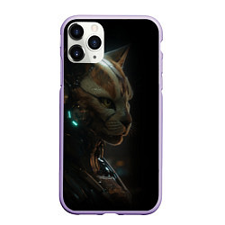 Чехол iPhone 11 Pro матовый Cyber cat, цвет: 3D-светло-сиреневый